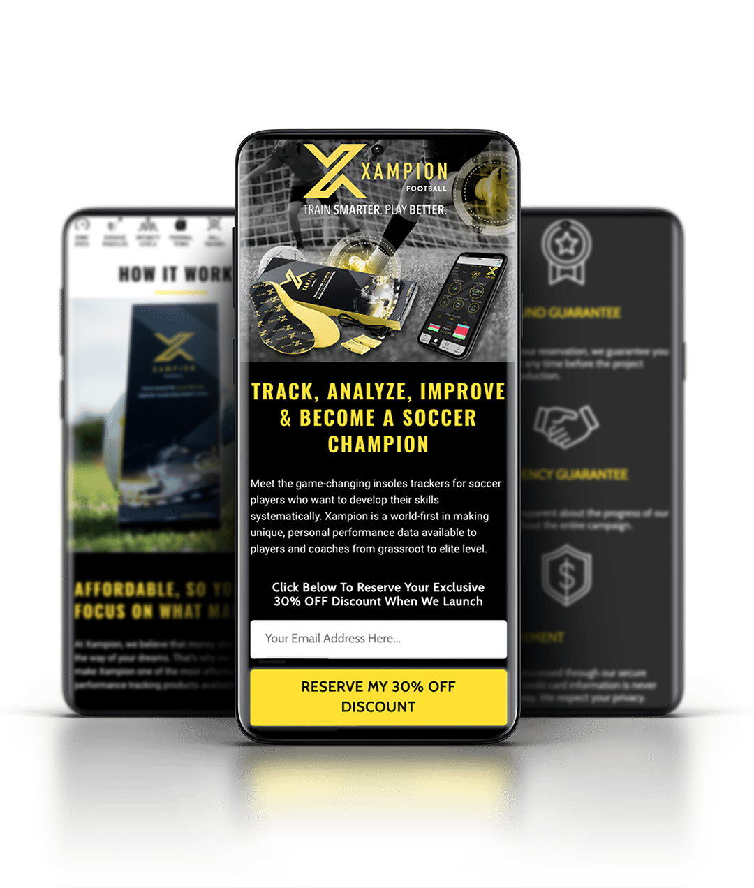Xampion Mobile sales funnel landing page design