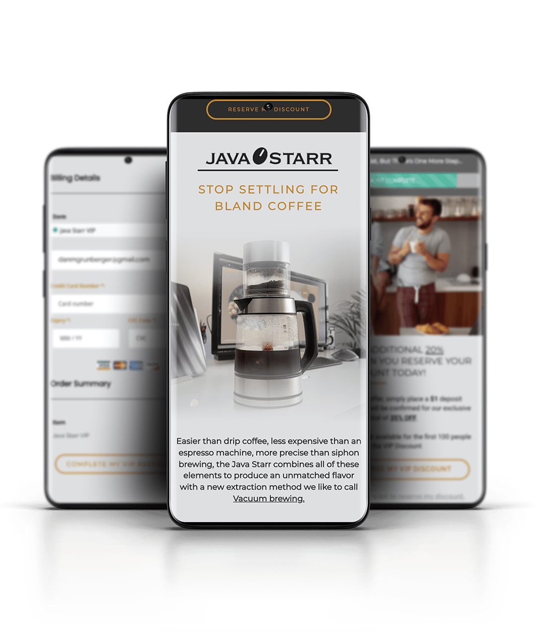Java Starr Mobile sales funnel landing page design
