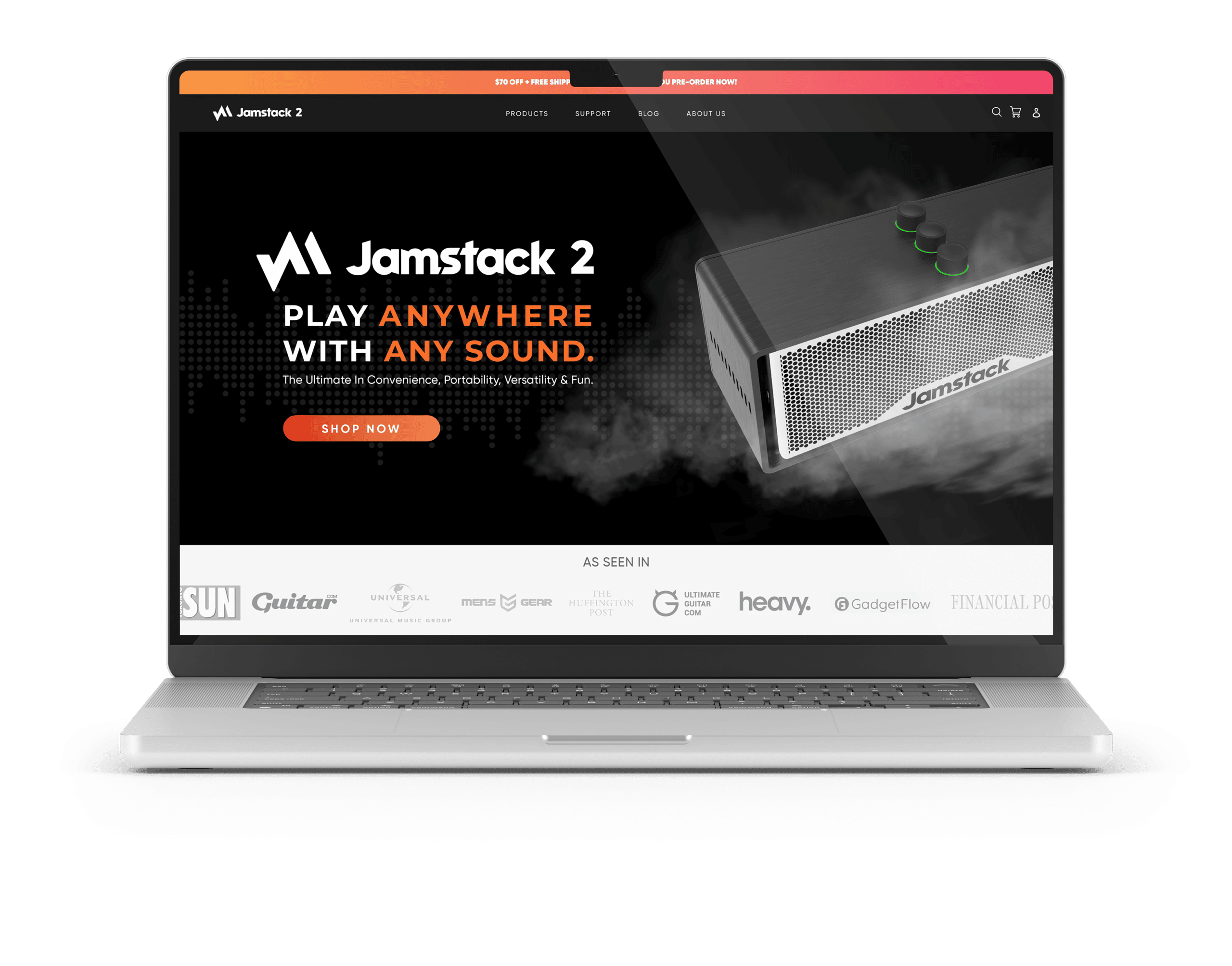 Jamstack ecommerce web design laptop mockup