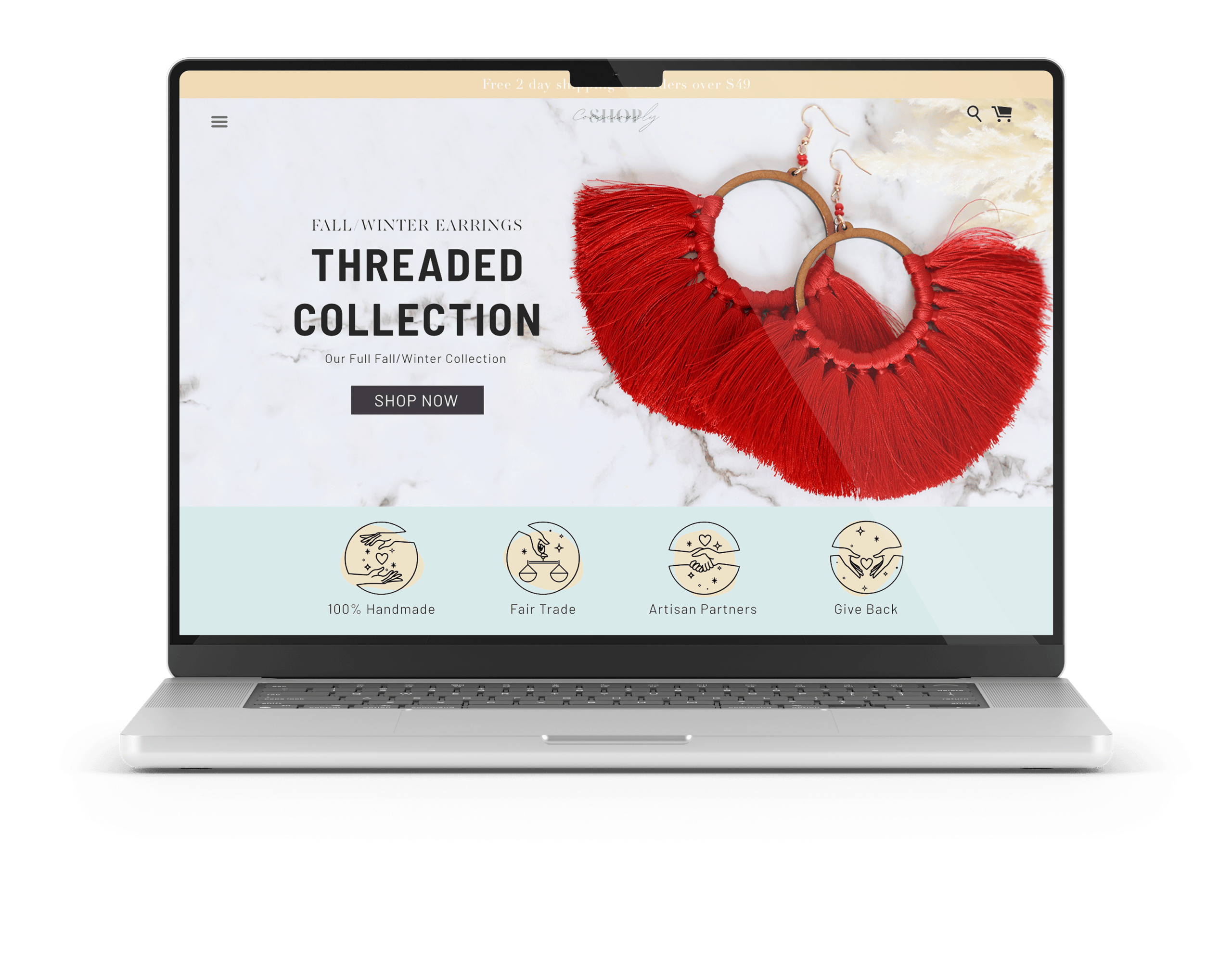 Shop Consciously ecommerce web design laptop mockup